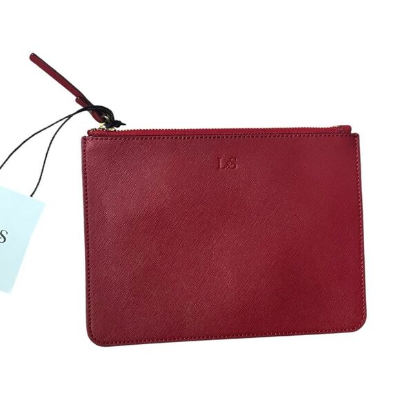 Lo & Sons NWT Large Saffiano Pouch Red Gold Hardware Clutch 9x6.5 - Picture 5 of 9